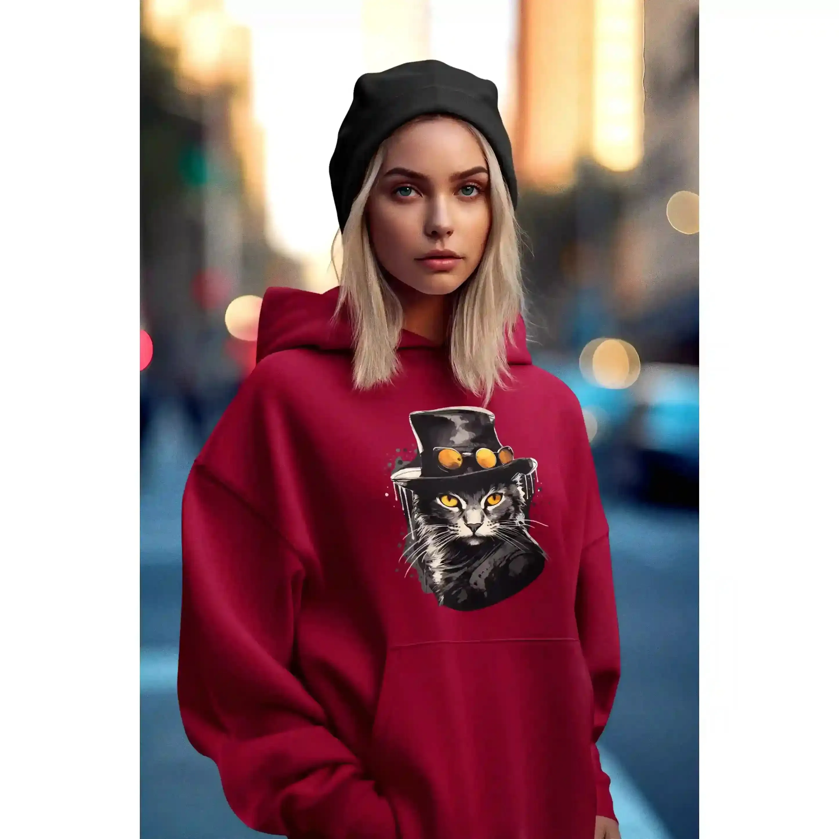 Damen Hoodie mit Katzenmotiv "Bayou Cat"