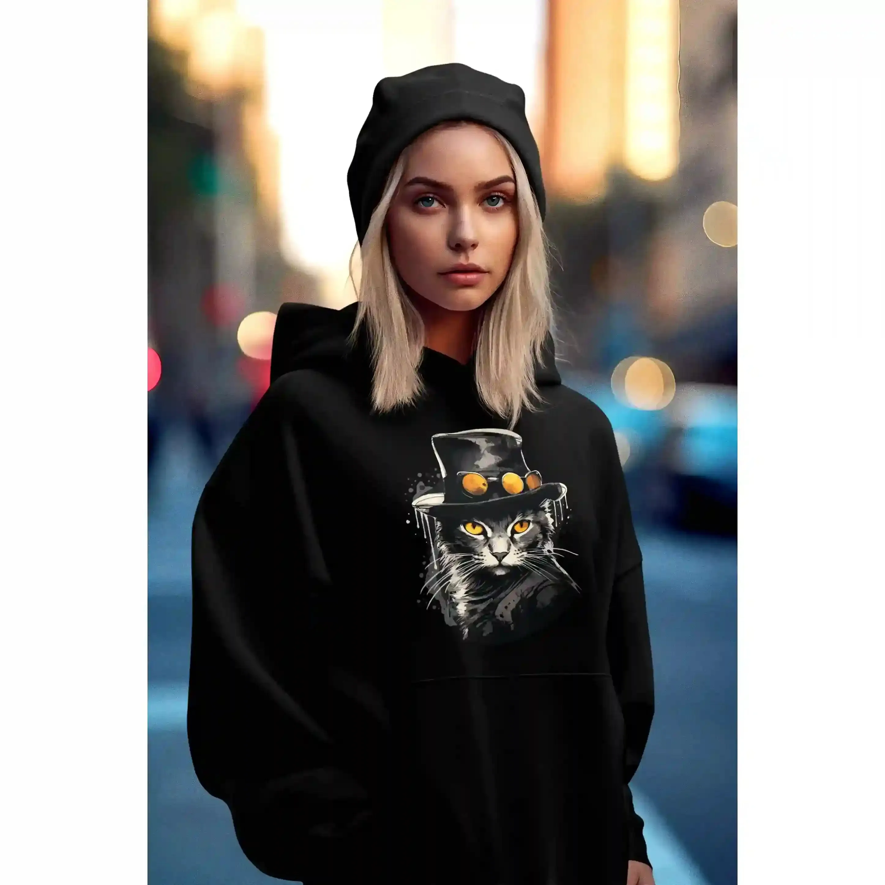 Damen Hoodie mit Katzenmotiv "Bayou Cat"