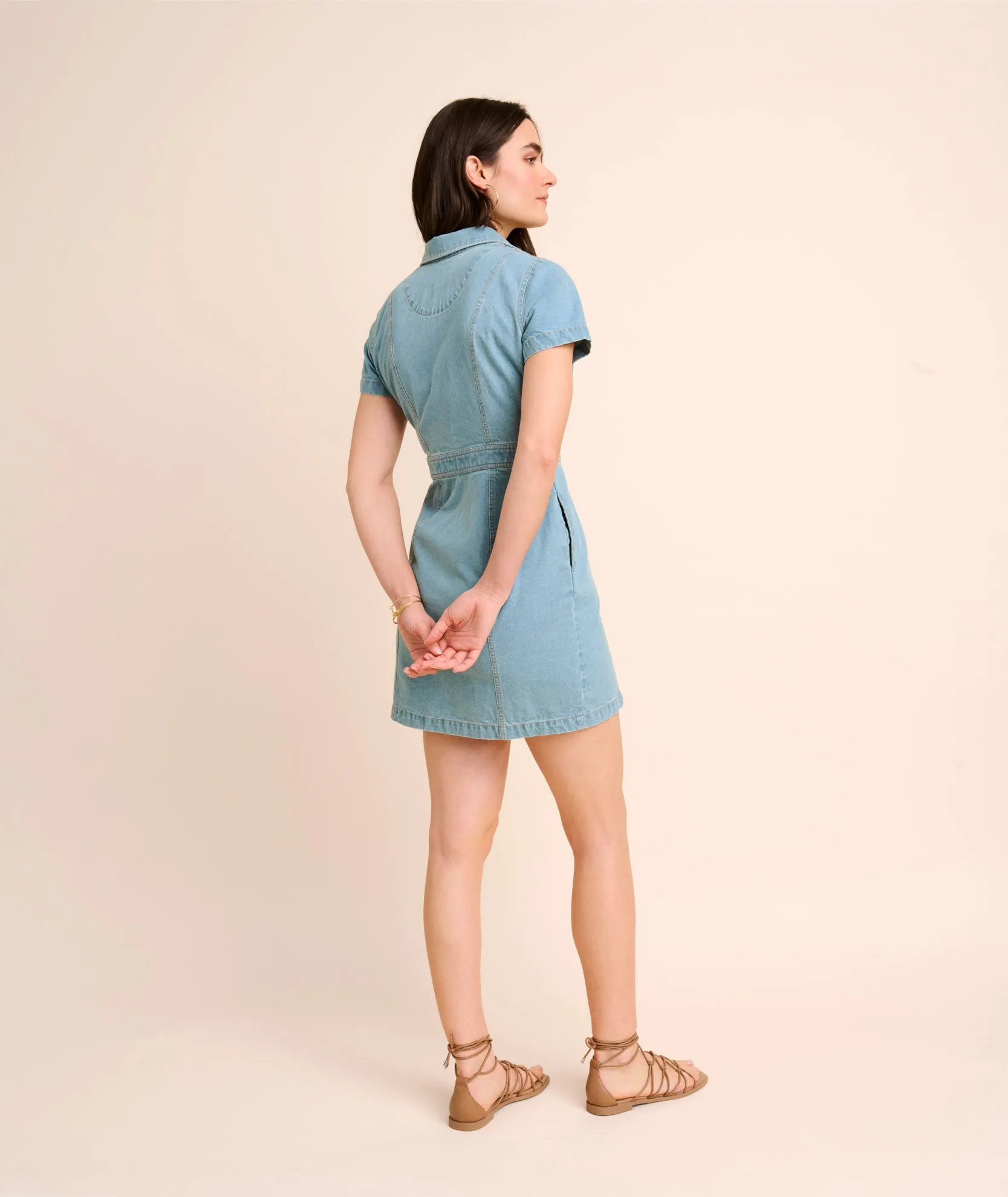 Denim Short-Sleeve Renee Shirtdress