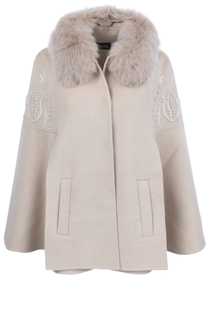 Diomi Fox Fur Cape - Cream