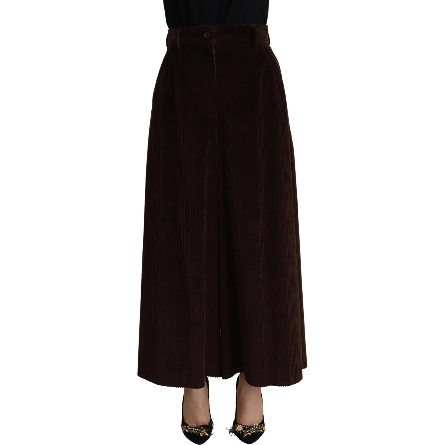 Dolce & Gabbana Chic Bordeaux High-Waisted Corduroy Pants