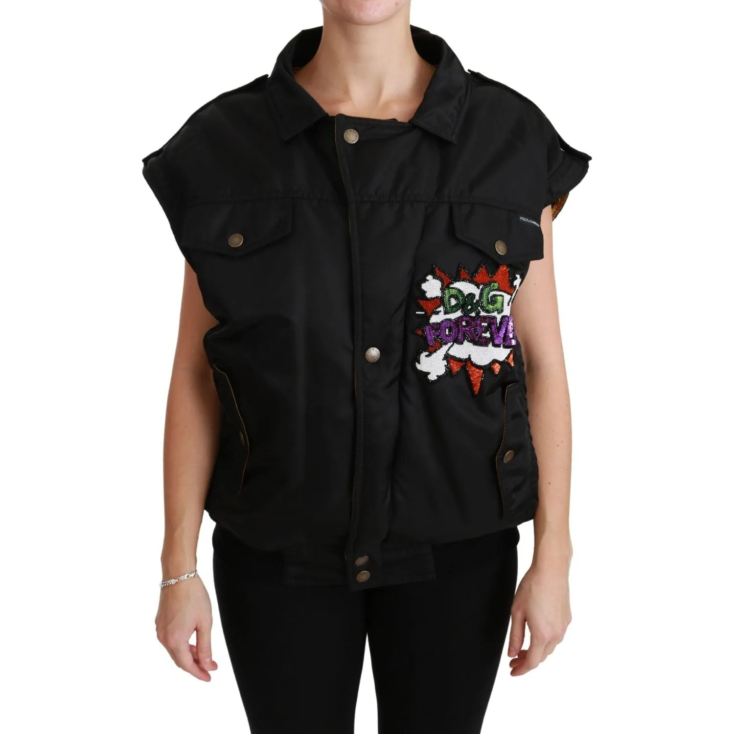 Dolce & Gabbana Elegant Black Bomber Jacket with Detachable Features