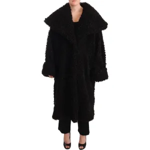 Dolce & Gabbana Elegant Black Fur Cape Trench Coat