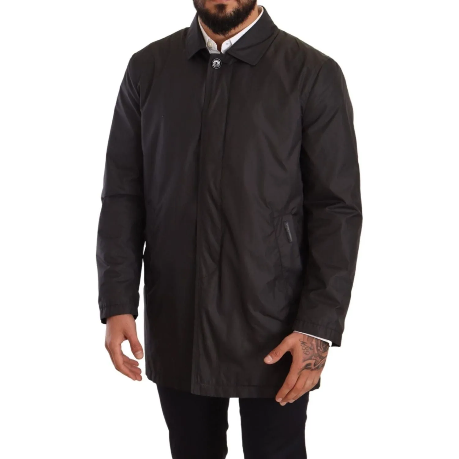 Dolce & Gabbana Elegant Black Trench Coat for Sophisticated Men