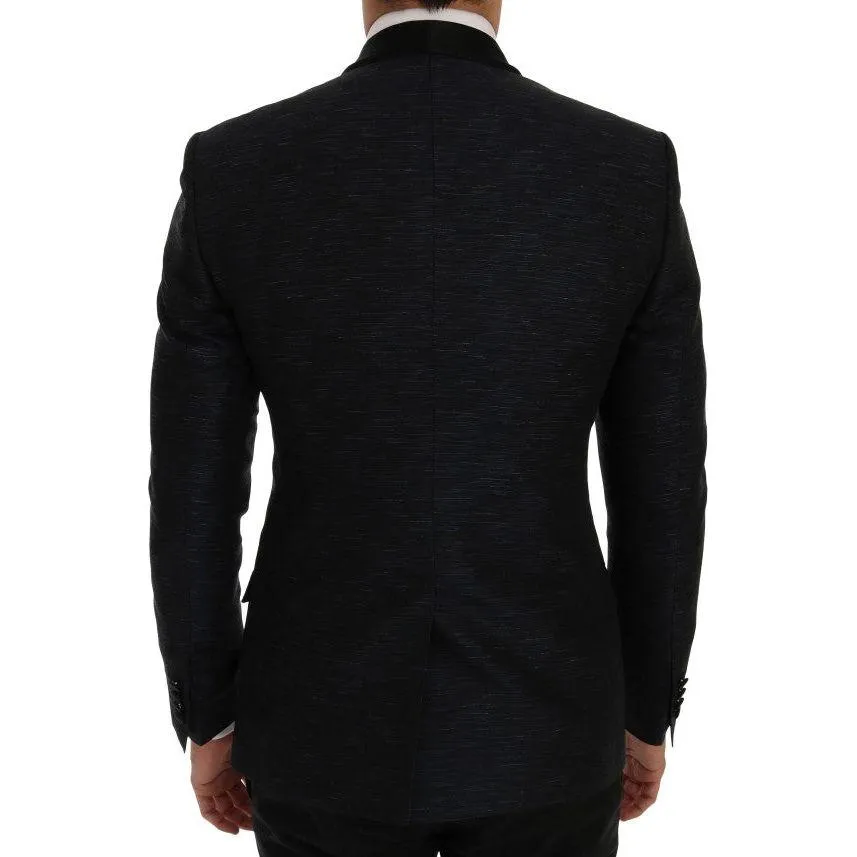 Dolce & Gabbana Elegant Blue & Black Slim Fit Suit Ensemble