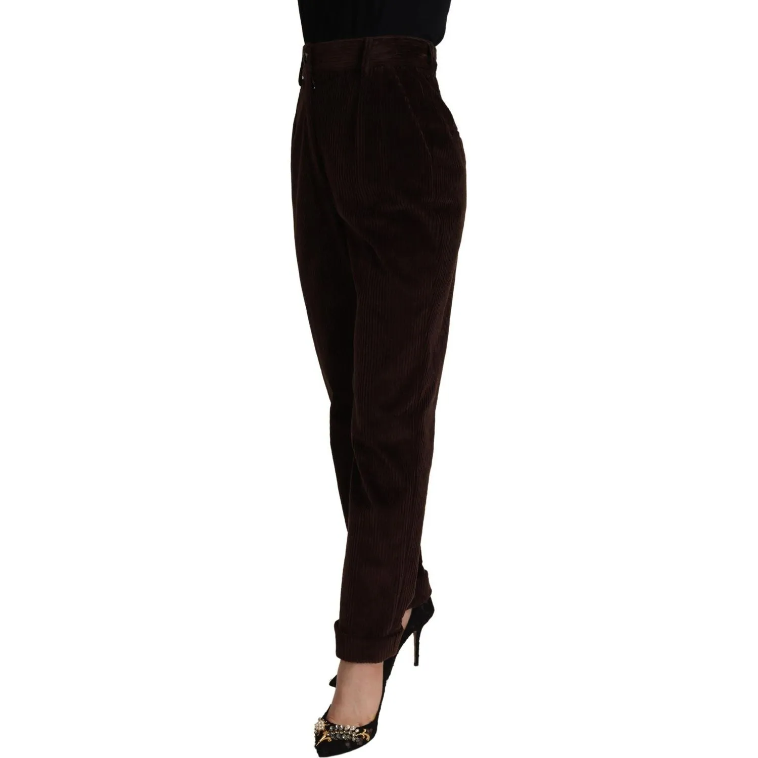 Dolce & Gabbana Elegant Bordeaux High-Waisted Corduroy Pants