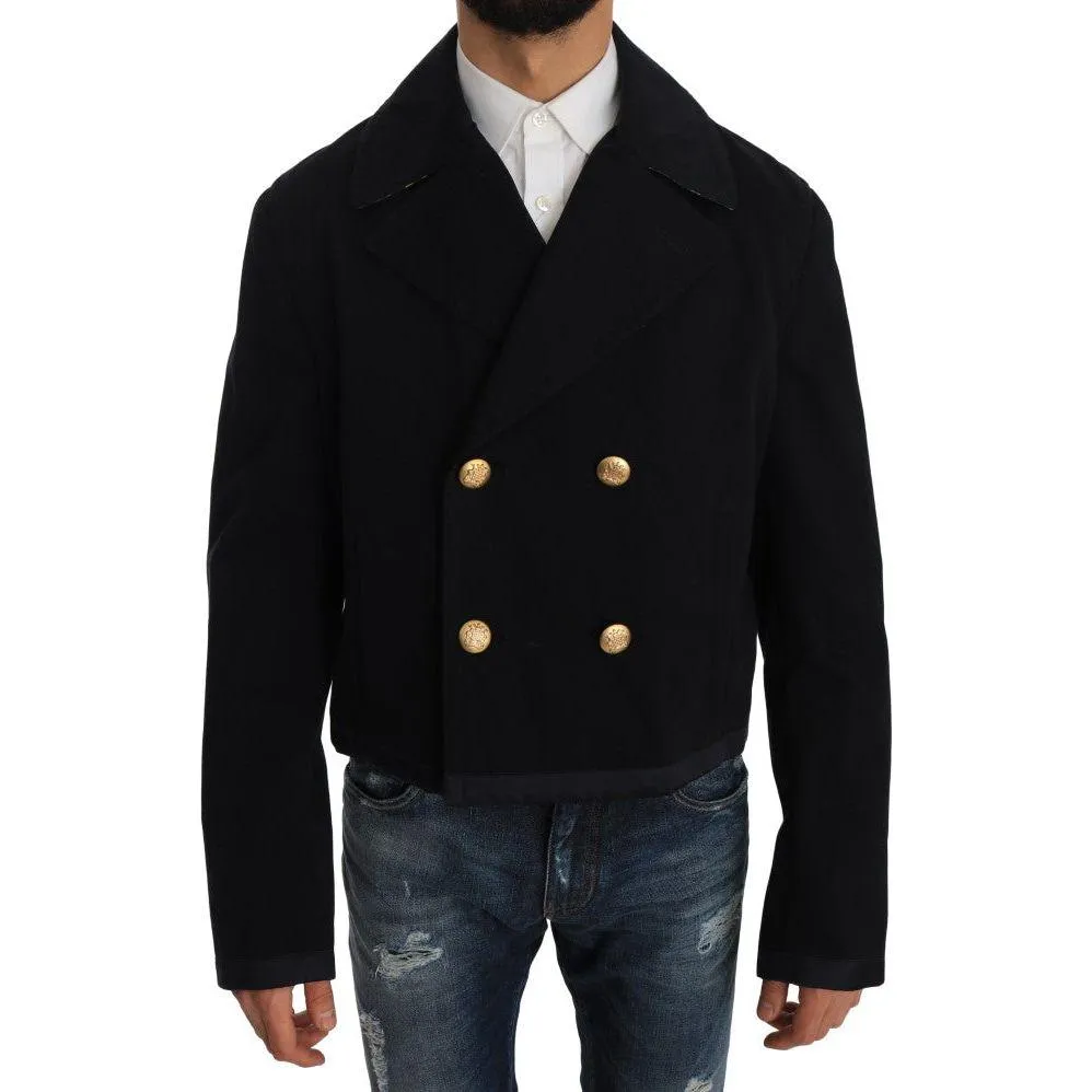 Dolce & Gabbana Elegant Dark Blue Trench Coat Jacket