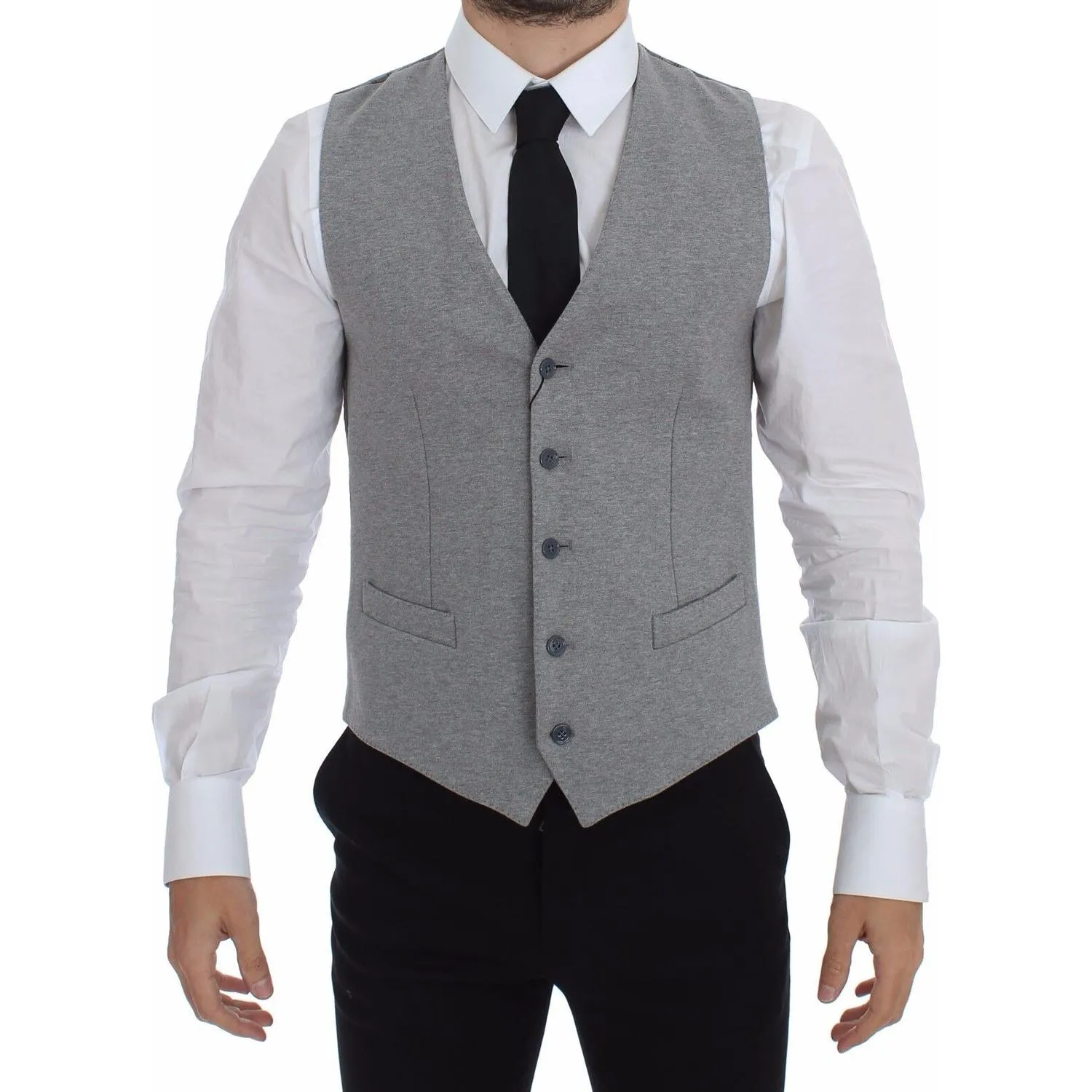 Dolce & Gabbana Elegant Gray Cotton Stretch Dress Vest