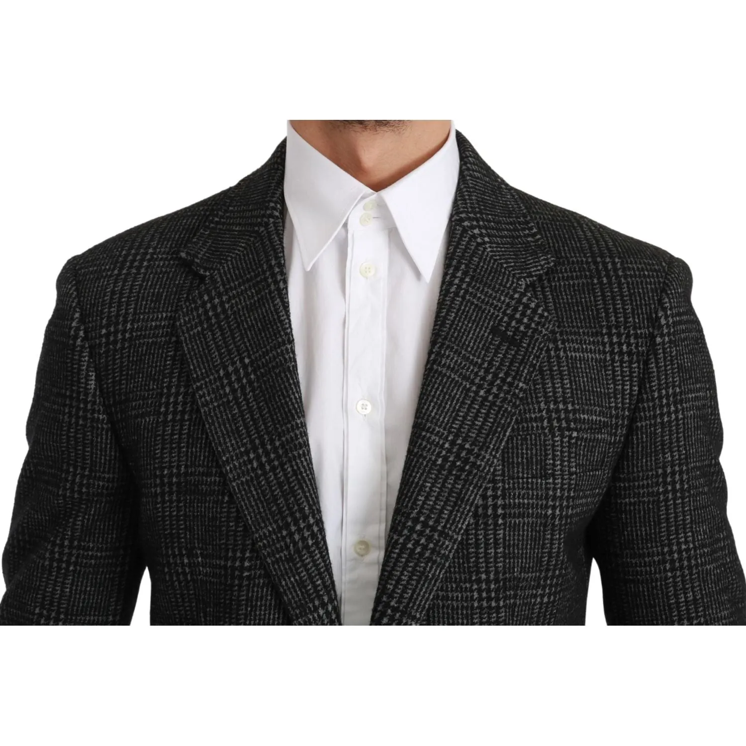 Dolce & Gabbana Elegant Gray Plaid Slim Fit Blazer