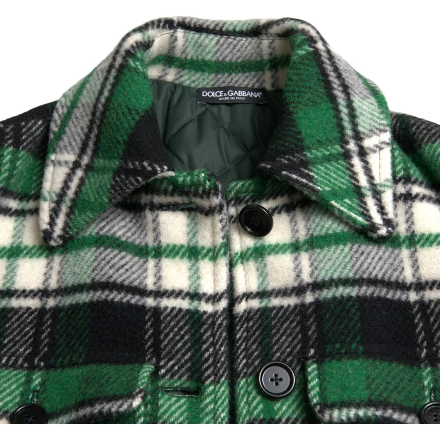 Dolce & Gabbana Elegant Green Plaid Long Coat