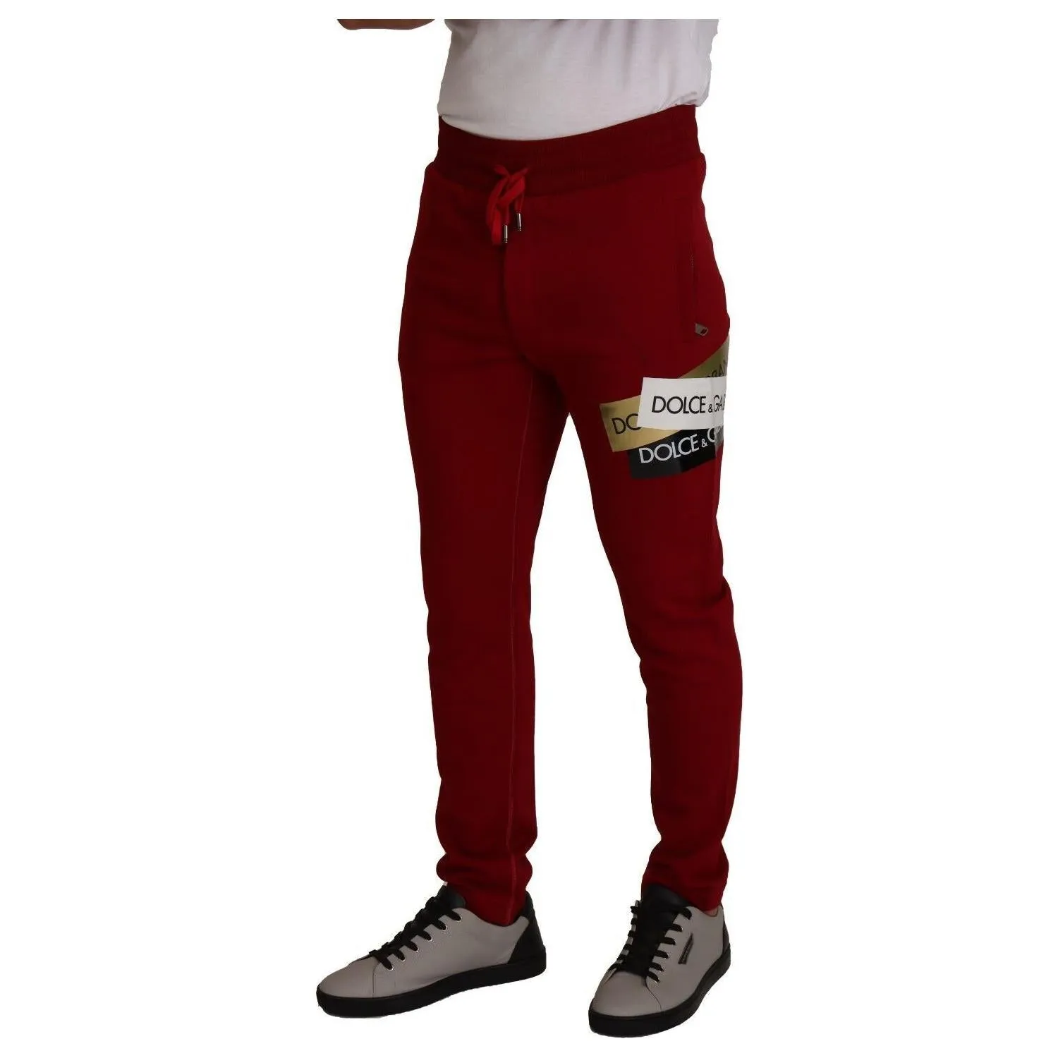 Dolce & Gabbana Elegant Red Jogging Pants with Drawstring Closure