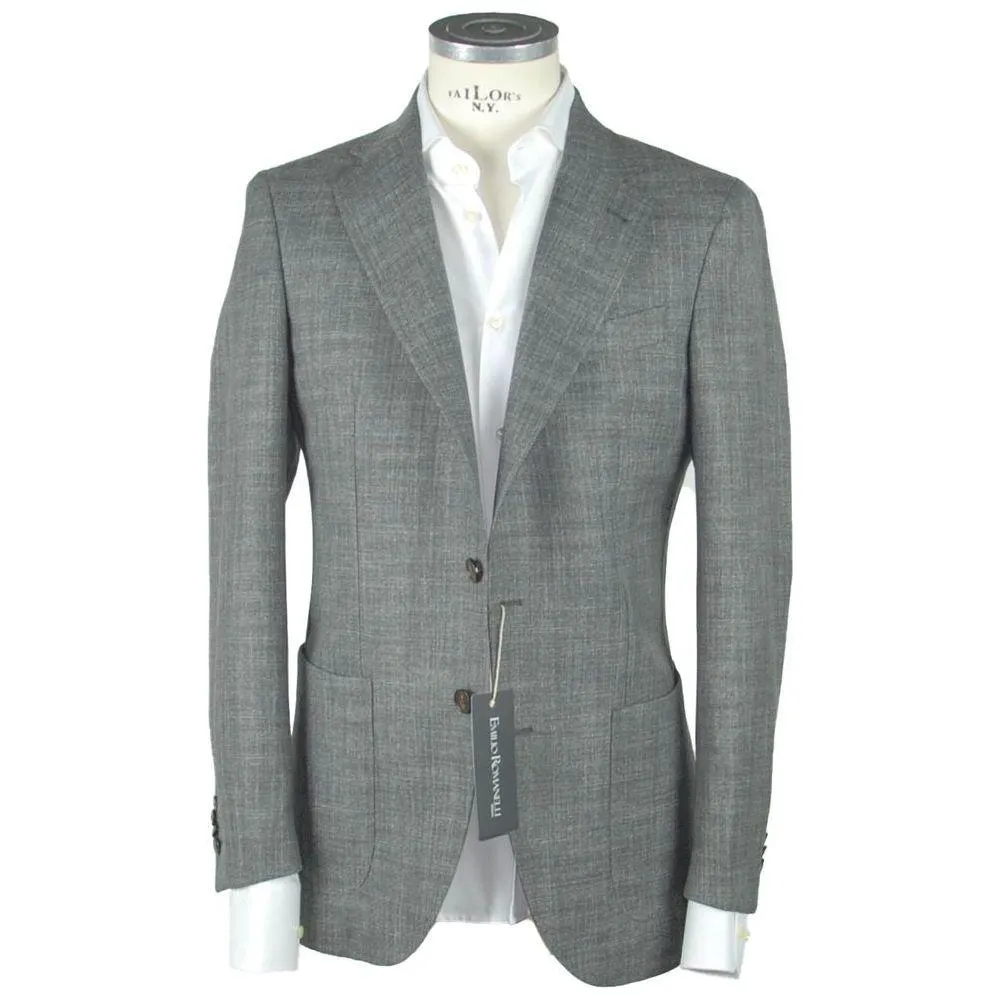 Emilio Romanelli Gray Wool Men Blazer