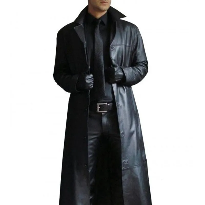 Funki Buys | Jackets | Men's Long Faux Leather Trench Coats