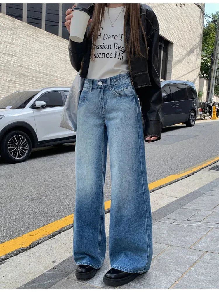 Girlary Woman Jeans American Style Denim Gyaru Pants New Trend Trousers All-match Sweatpants Streetwear Cargo Pants Bell Bottoms