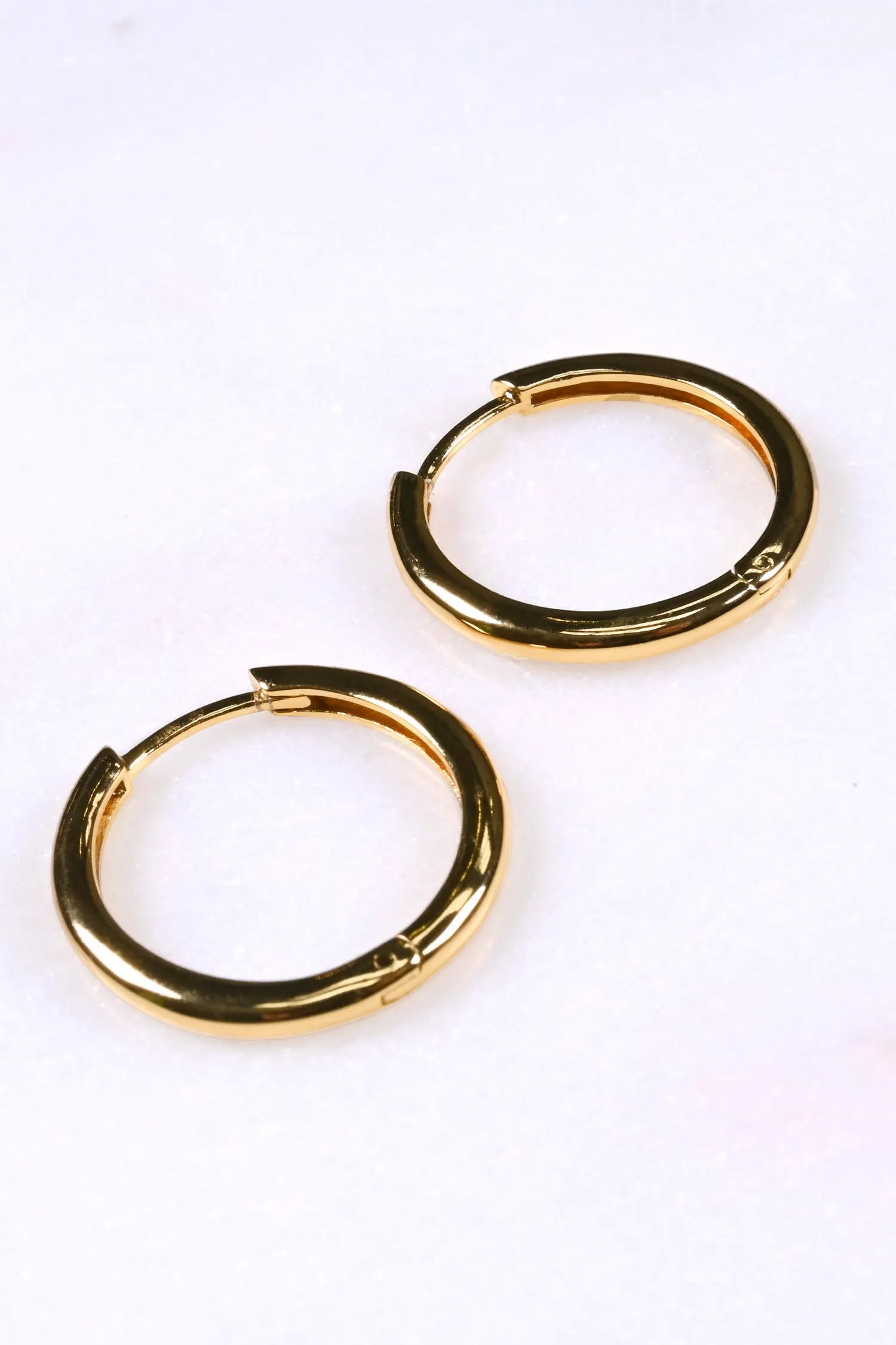 Gold Plated Huggie Hoop Earrings 15mm