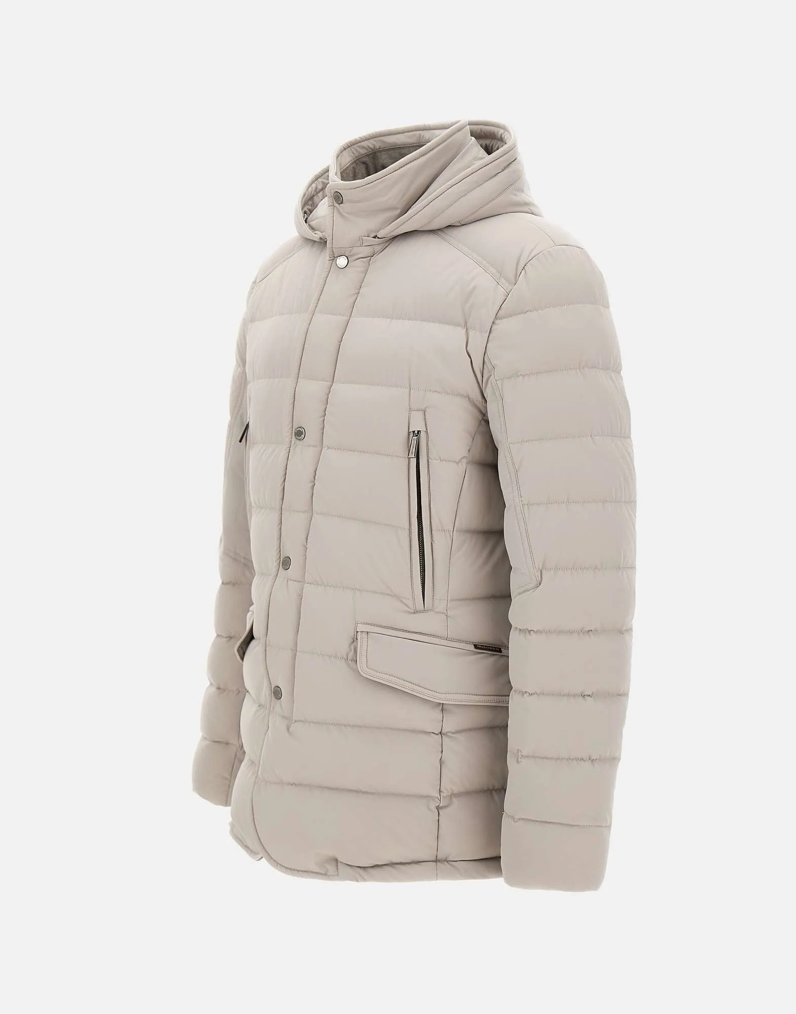 Grey Down Padded Jacket with Hood