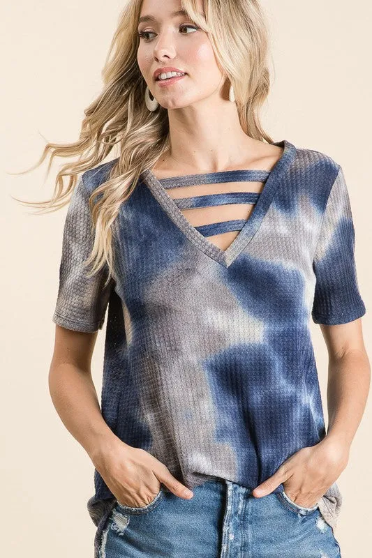 Harmony Tie Dye Top, Navy & Charcoal