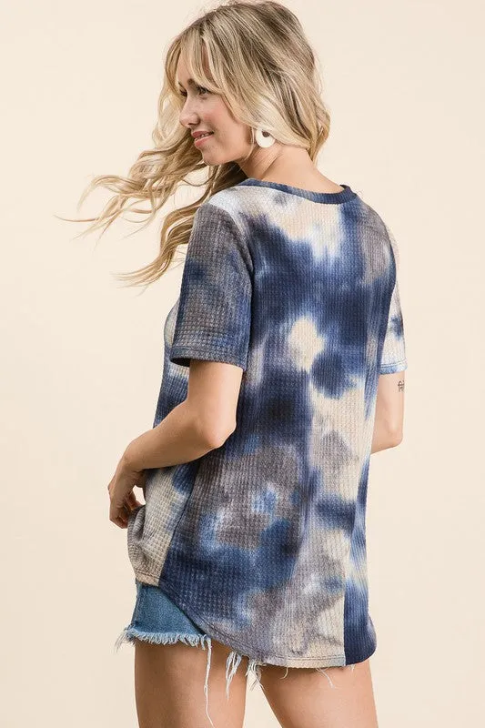 Harmony Tie Dye Top, Navy & Charcoal