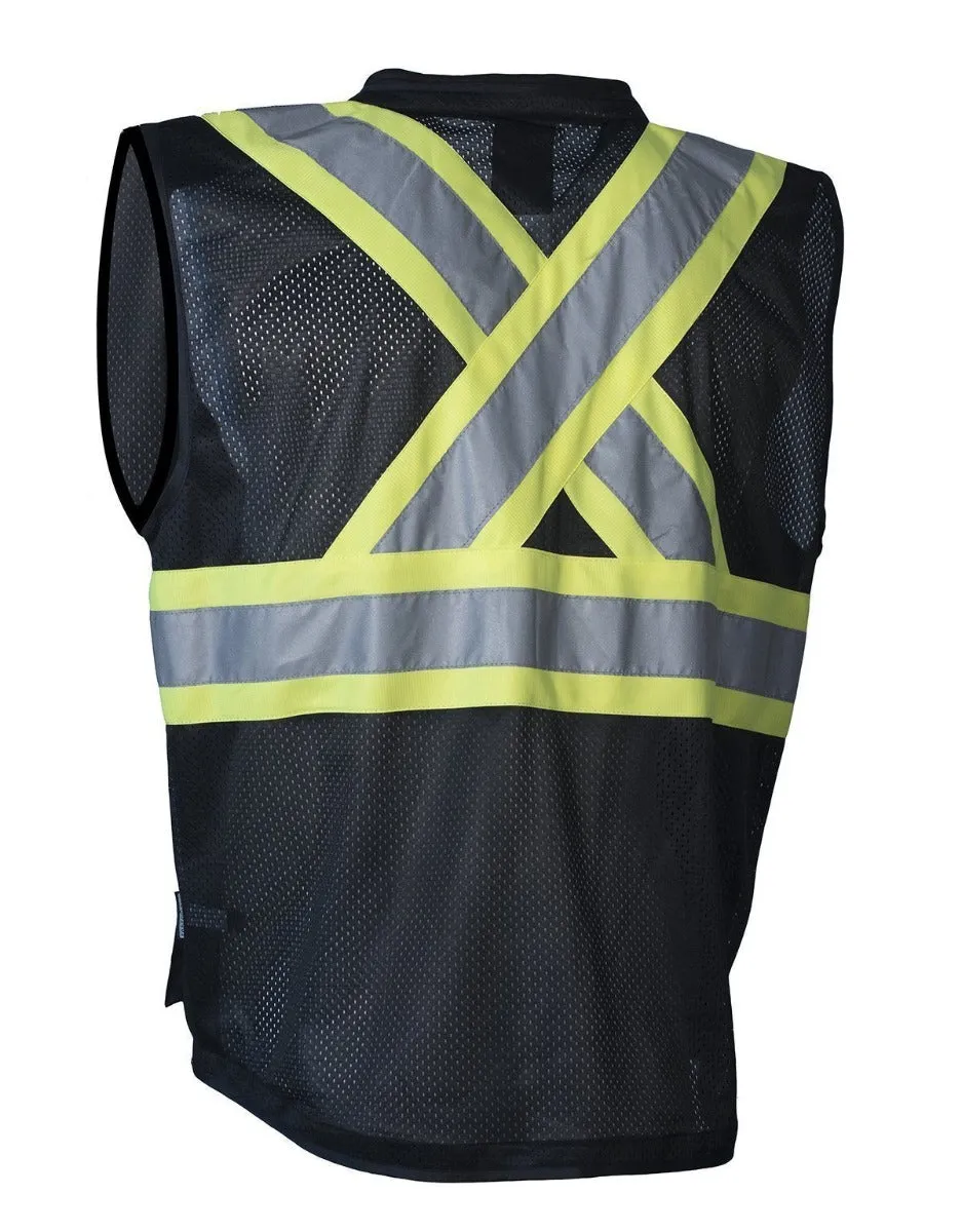 Hi Vis Traffic Safety Vest with Zipper Front (Black)