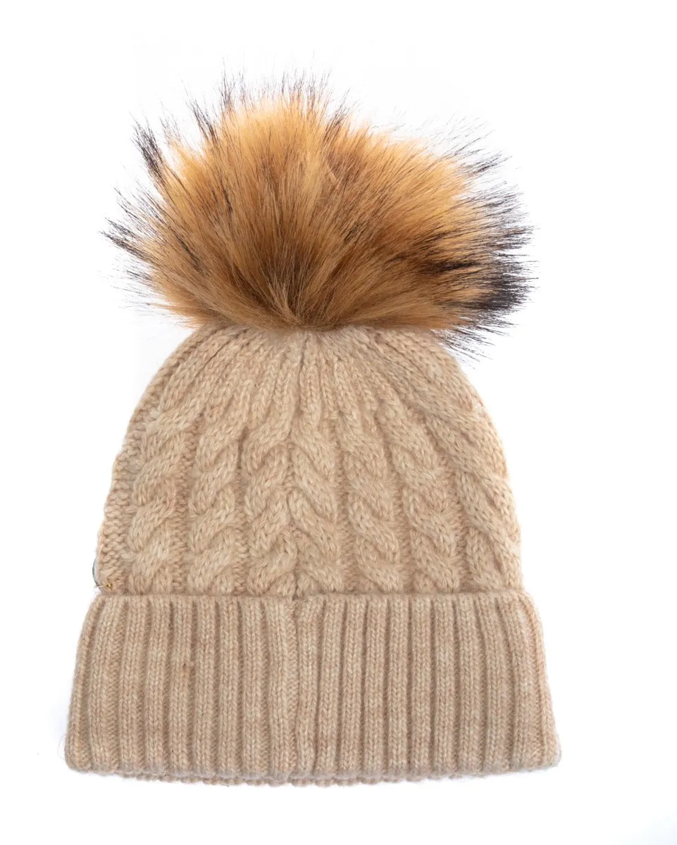 Holland Cooper Windsor Ladies Bobble Hat in Oatmeal Marl