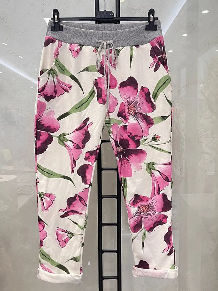 Italian Stretch Cotton Tulip Print Jogger (5 colours)