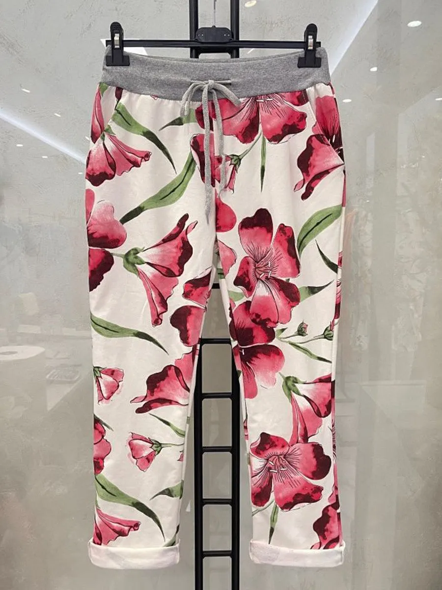 Italian Stretch Cotton Tulip Print Jogger (5 colours)