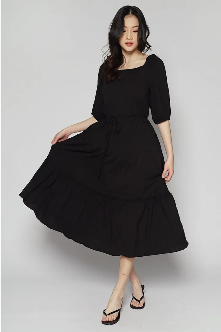 Kerra Textured Dress in Black