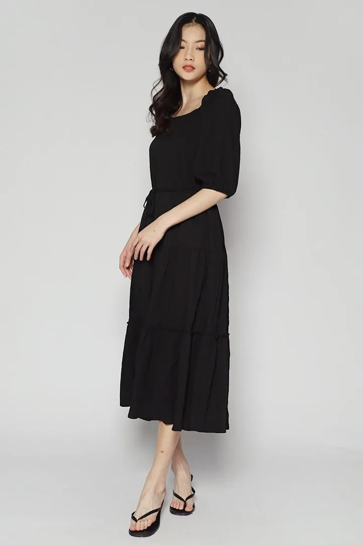 Kerra Textured Dress in Black