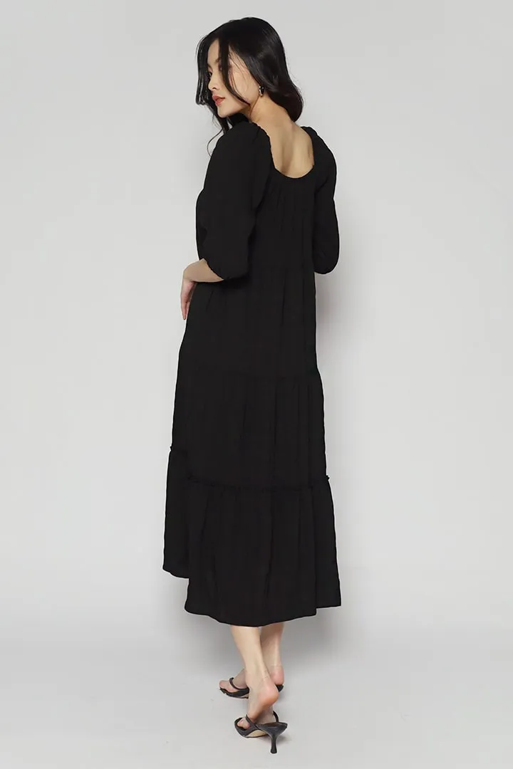 Kerra Textured Dress in Black