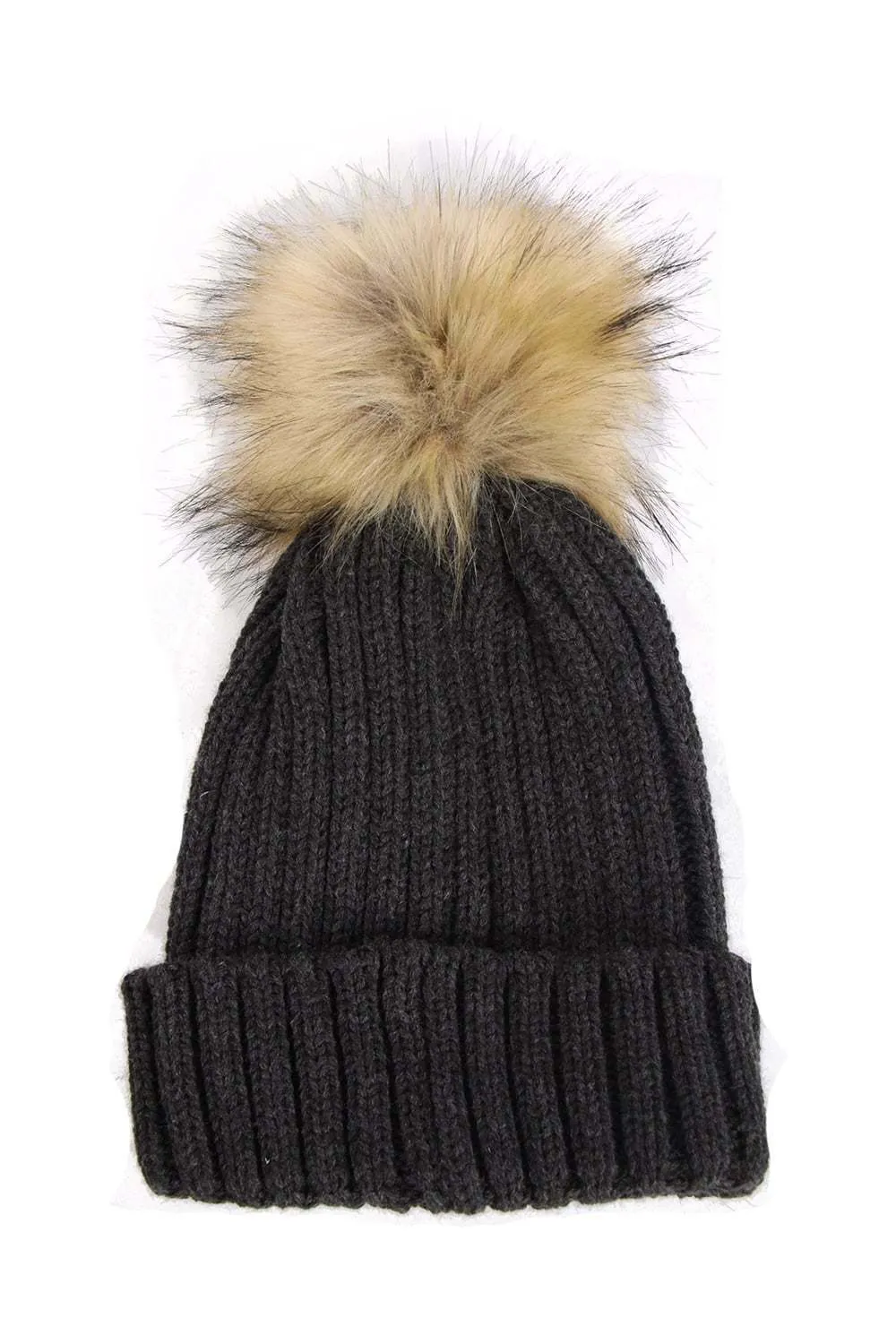 KID Detachable Faux Fur Bobble Pom Pom Hat