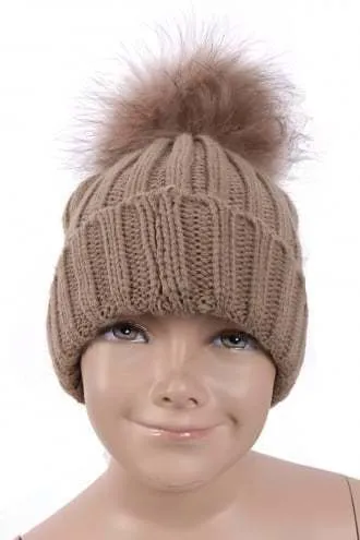 KID Detachable Fur Bobble Pom Pom Hat