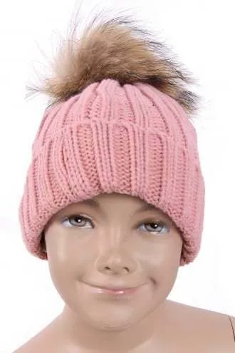 KID Detachable Fur Bobble Pom Pom Hat