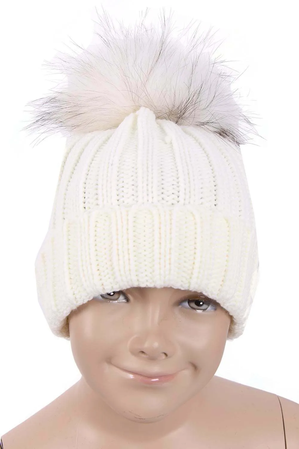 KID Detachable Fur Bobble Pom Pom Hat