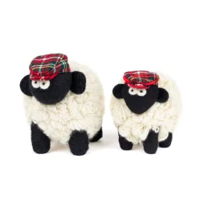 Knitted Sheep Collectable with Red Check Flat Cap