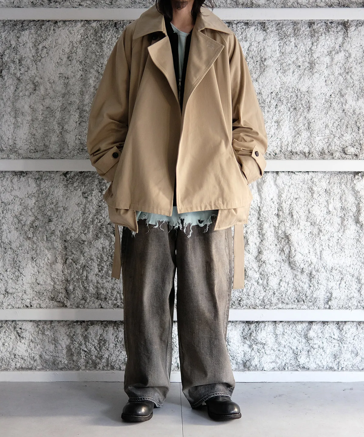 LAST1 >> Short Trench Coat - Blanc YM