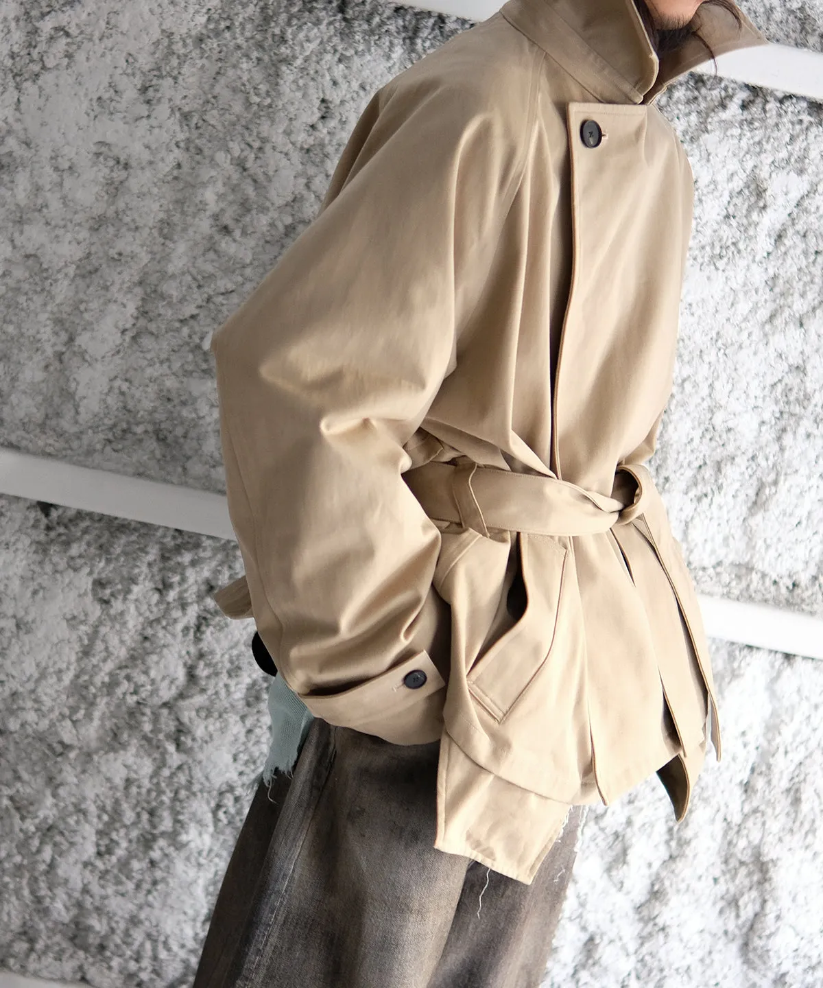 LAST1 >> Short Trench Coat - Blanc YM