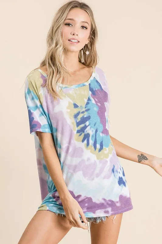 Lavender Blue Tie Dye Top