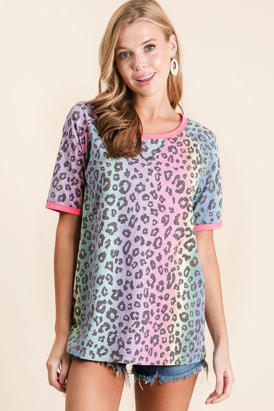 Leopard Raglan Sleeve Top