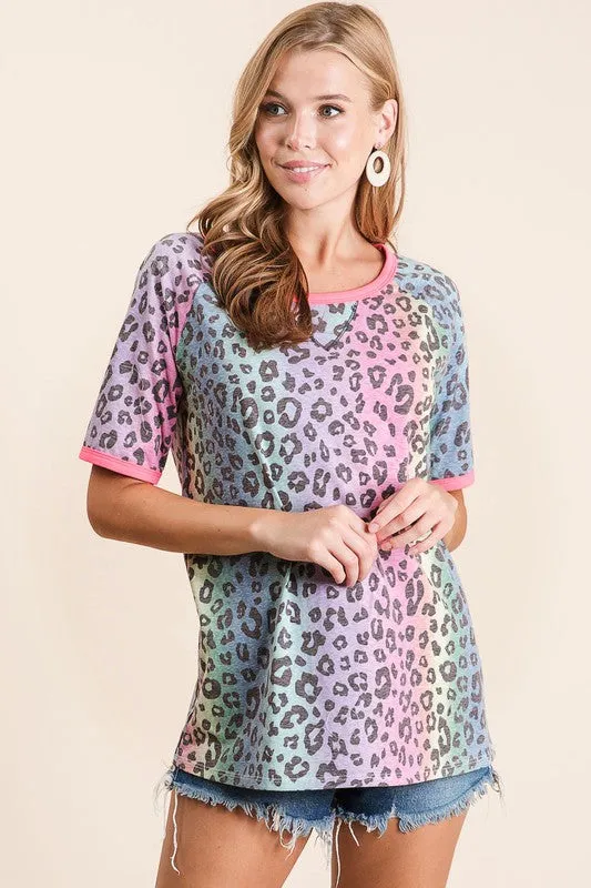 Leopard Raglan Sleeve Top