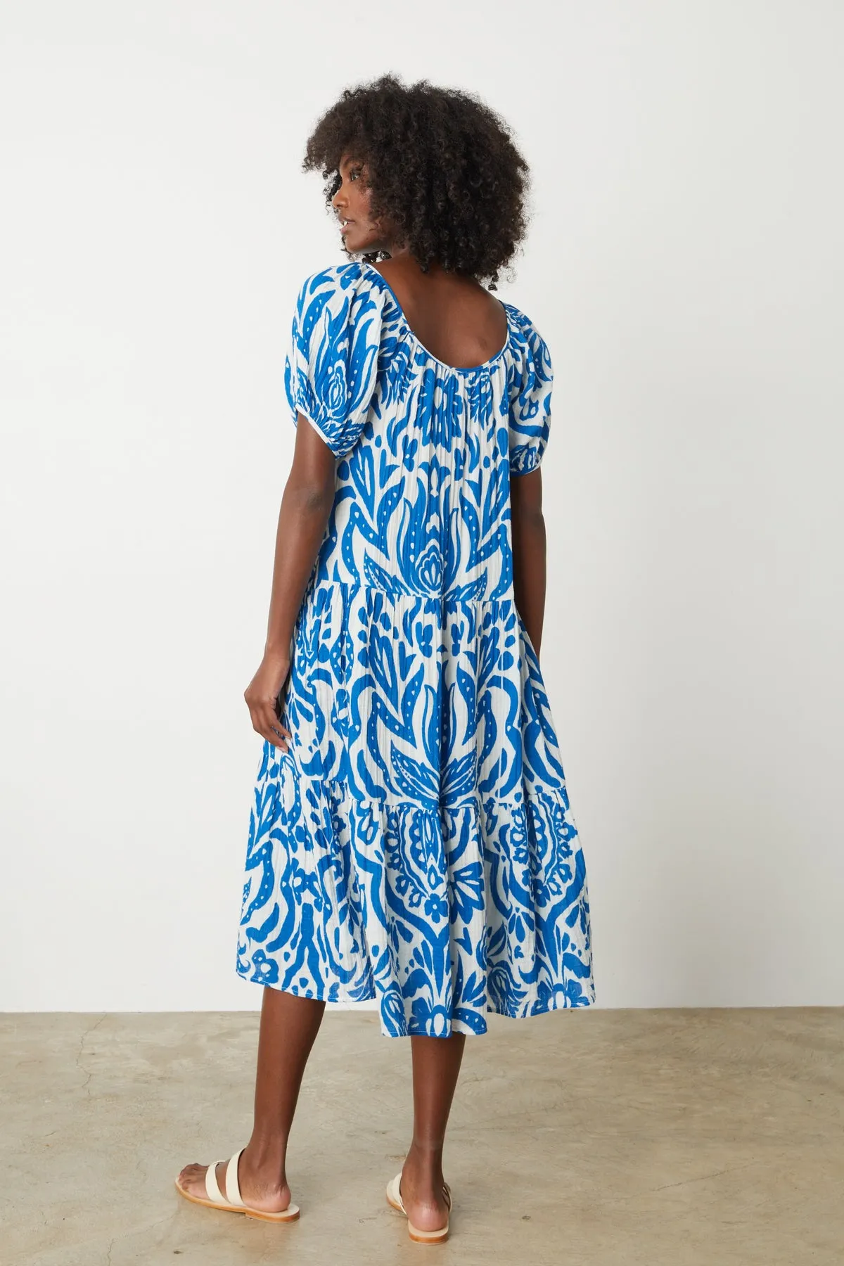 MADILYN PRINTED COTTON GAUZE MIDI DRESS