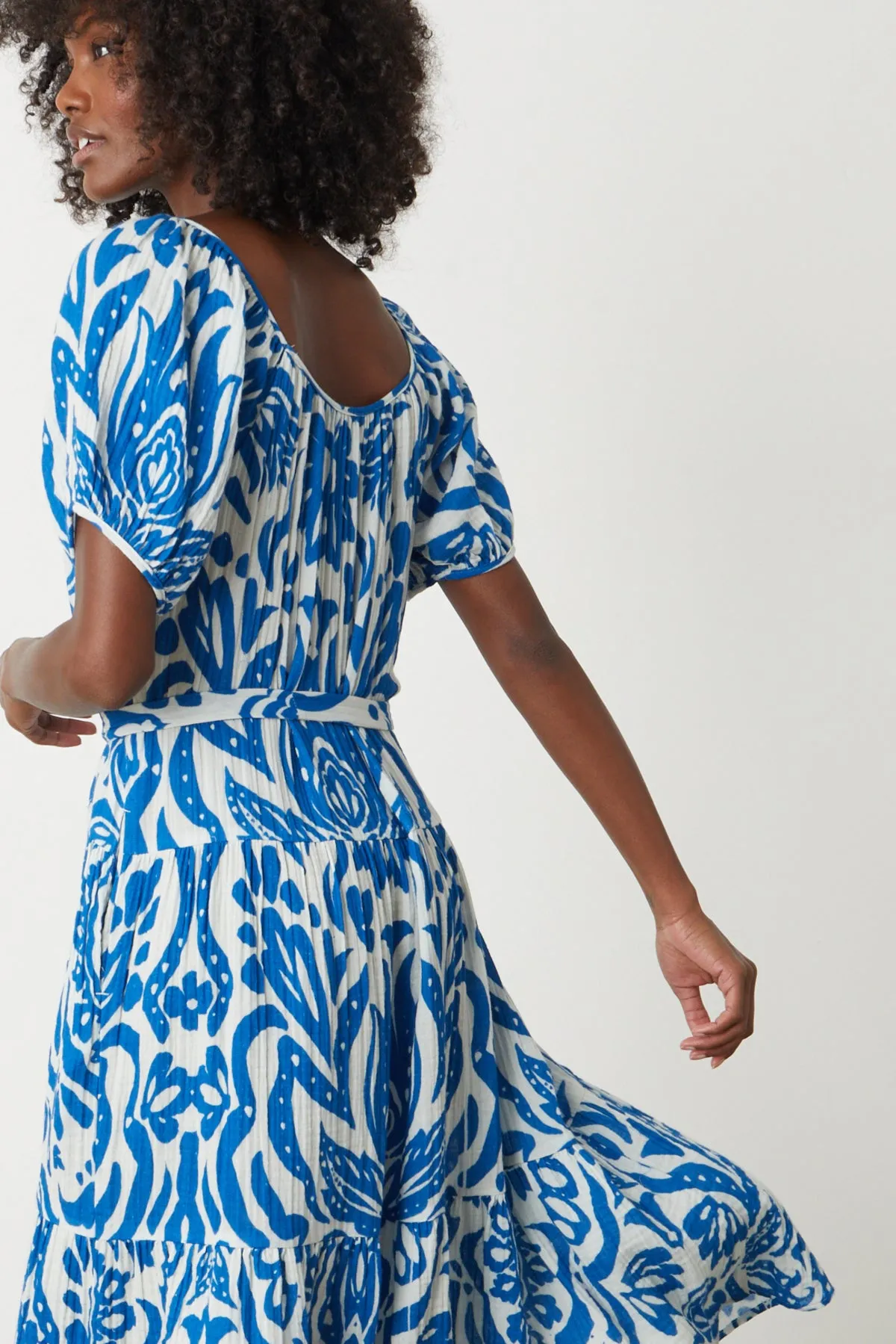 MADILYN PRINTED COTTON GAUZE MIDI DRESS