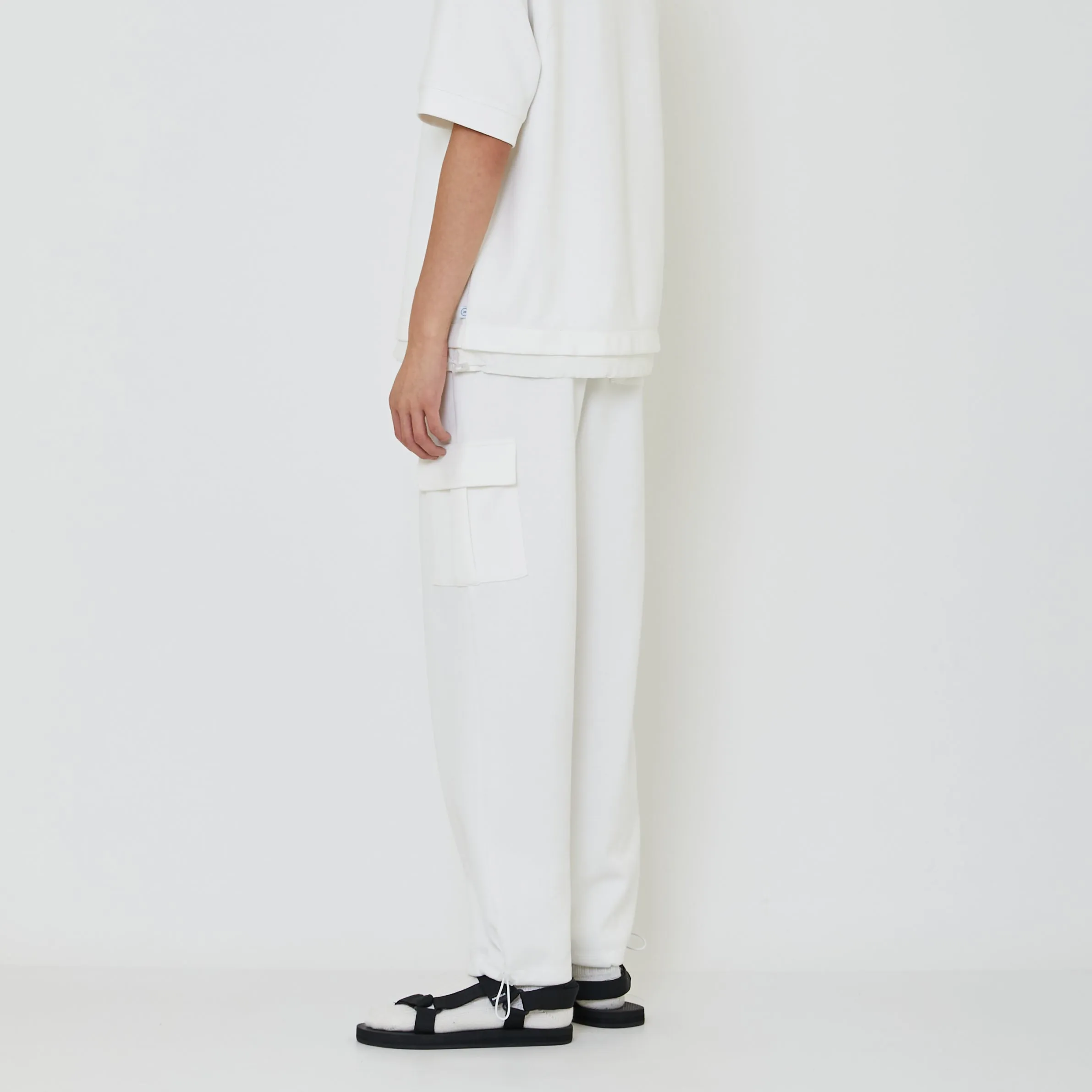 Men Pique Cargo Sweatpants - Off White - SM2402026A