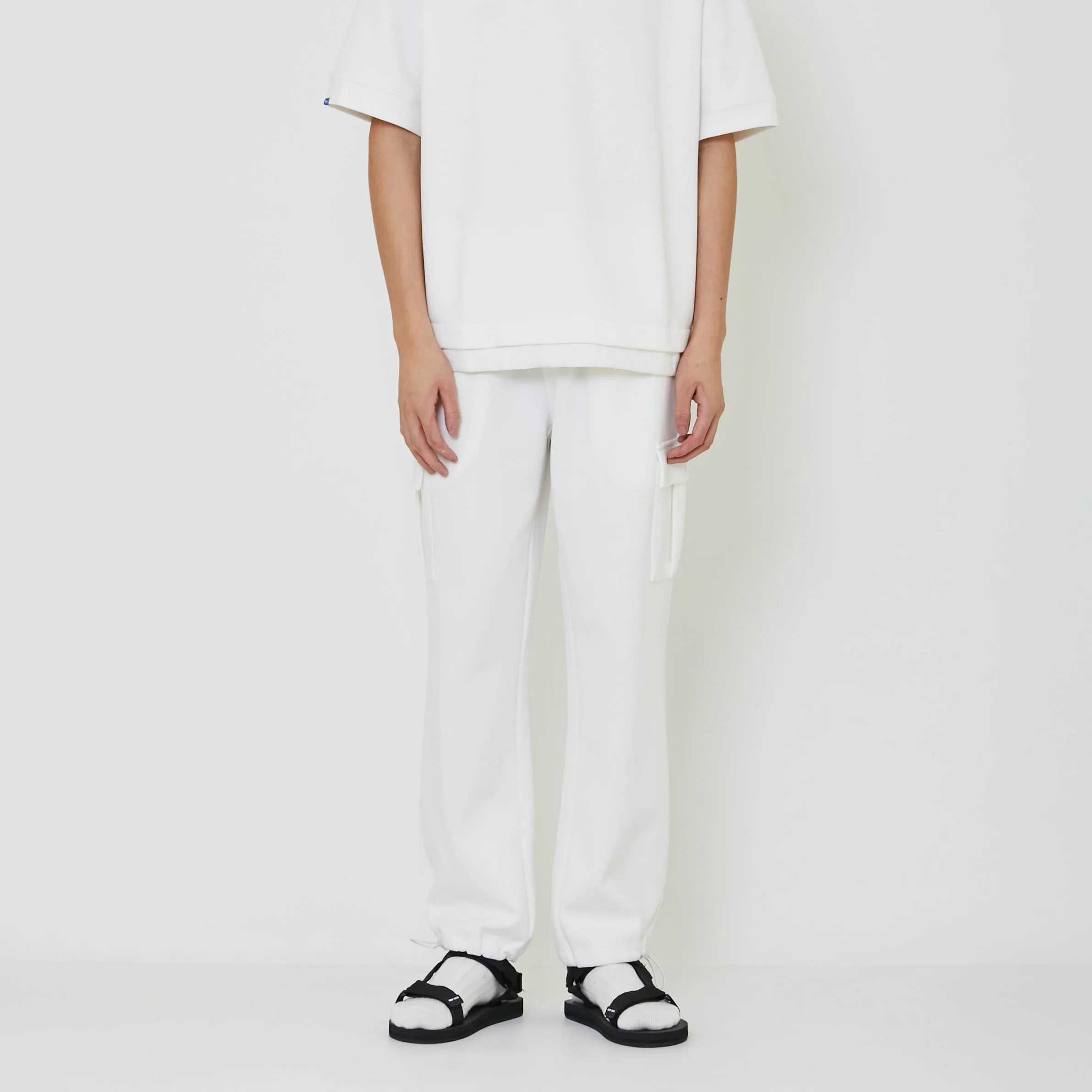 Men Pique Cargo Sweatpants - Off White - SM2402026A