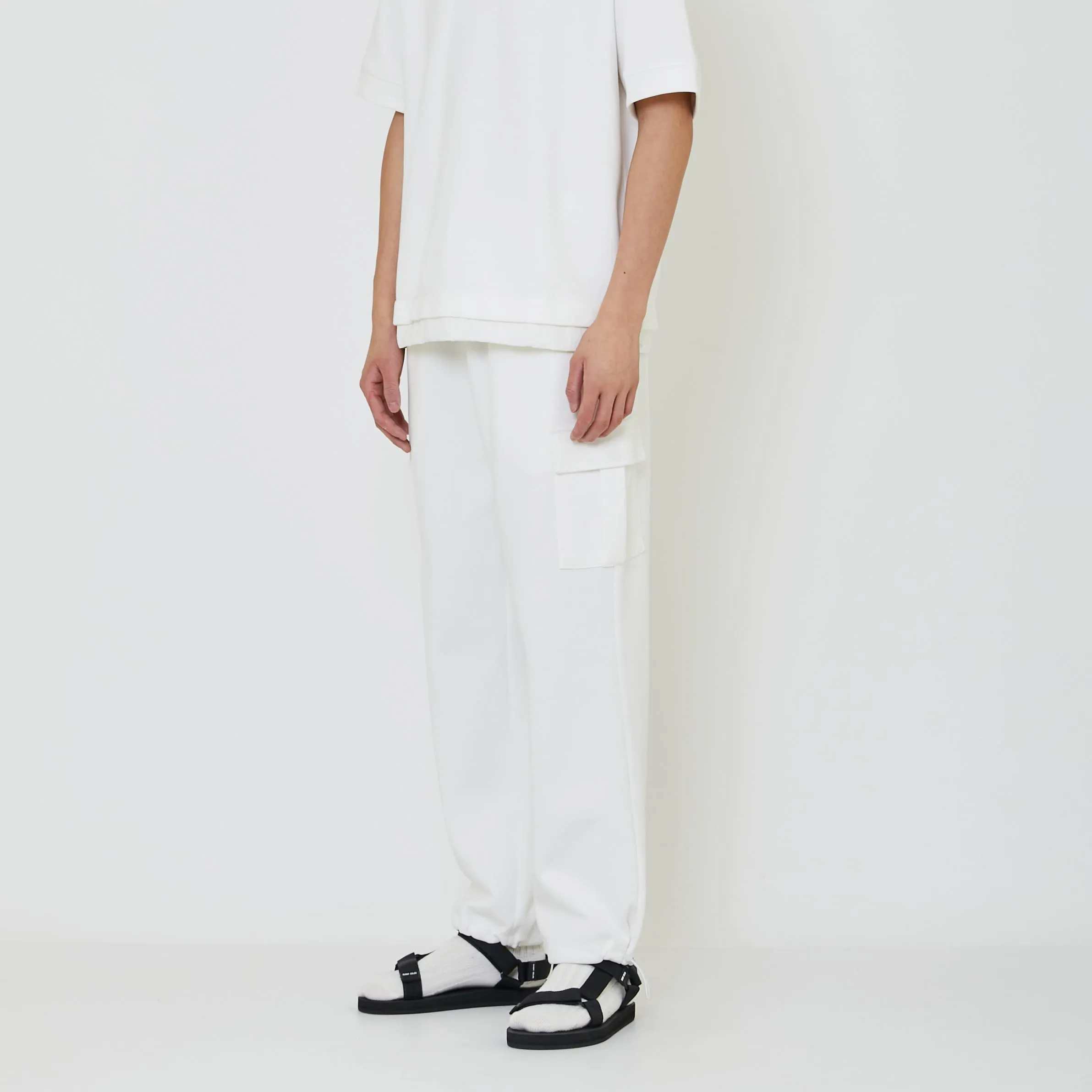 Men Pique Cargo Sweatpants - Off White - SM2402026A