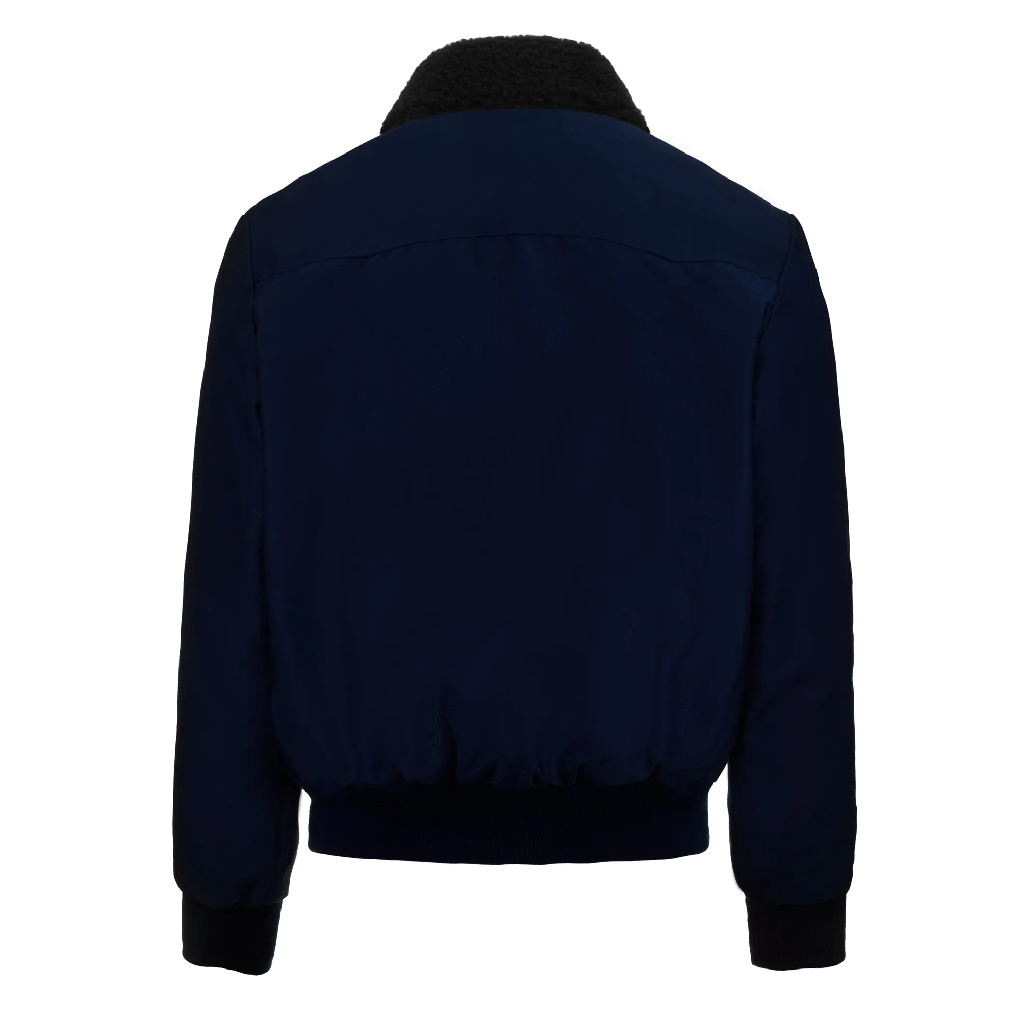 Mens Harrington Jacket with Black Sherpa Collar - Navy