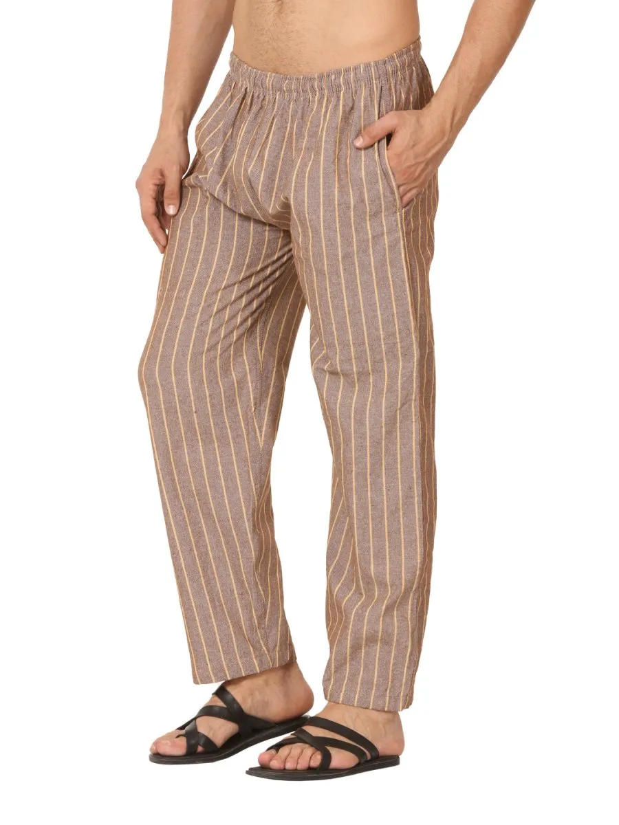 Men's Lounge Pants | Brown Stripes | Fits Waist Size 28" to 36"