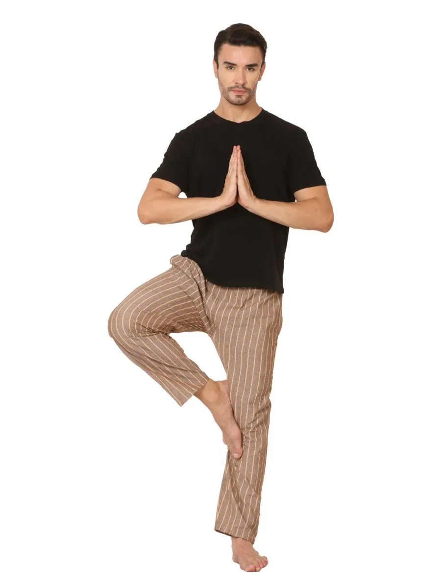 Men's Lounge Pants | Brown Stripes | Fits Waist Size 28" to 36"