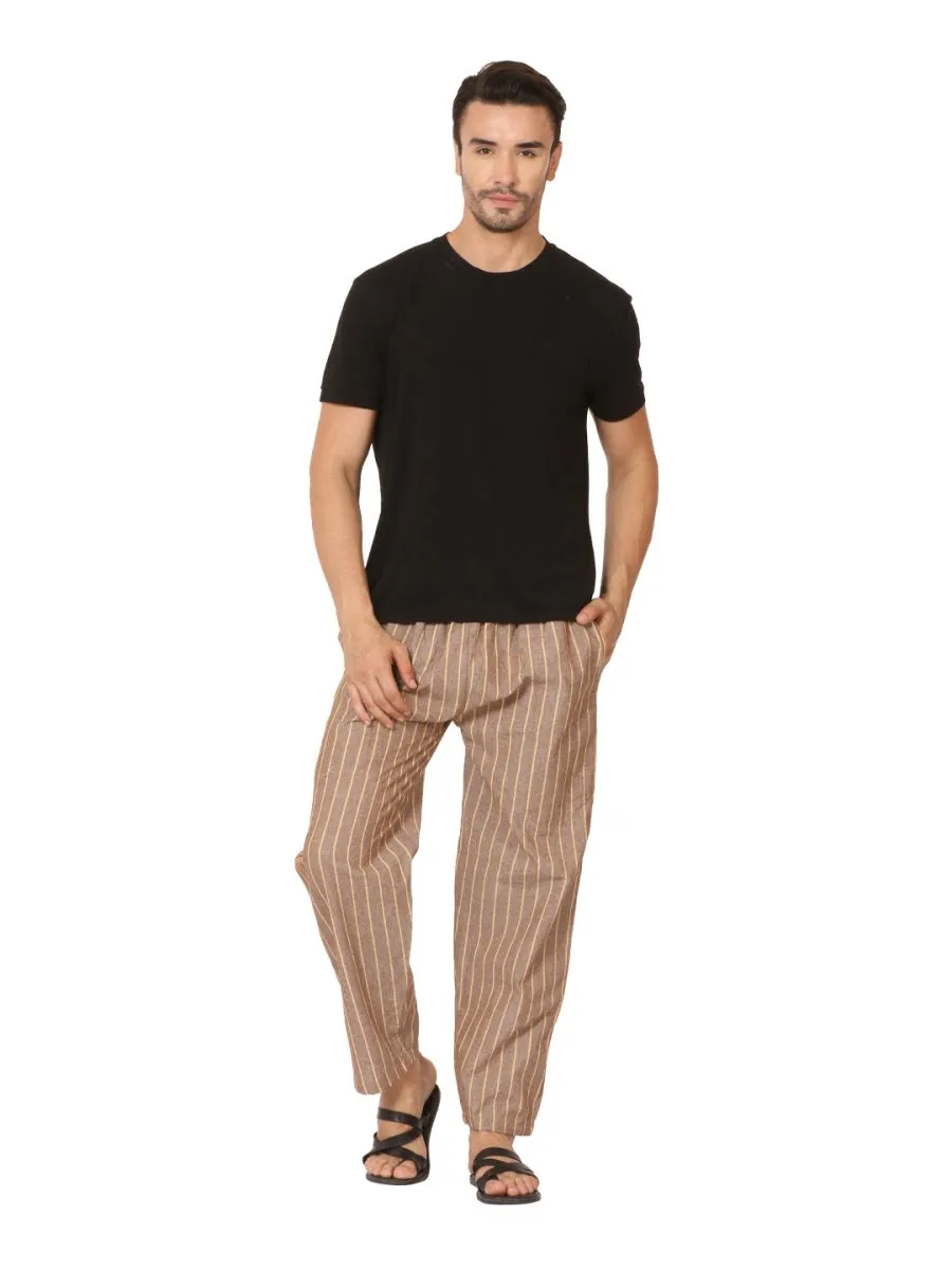 Men's Lounge Pants | Brown Stripes | Fits Waist Size 28" to 36"