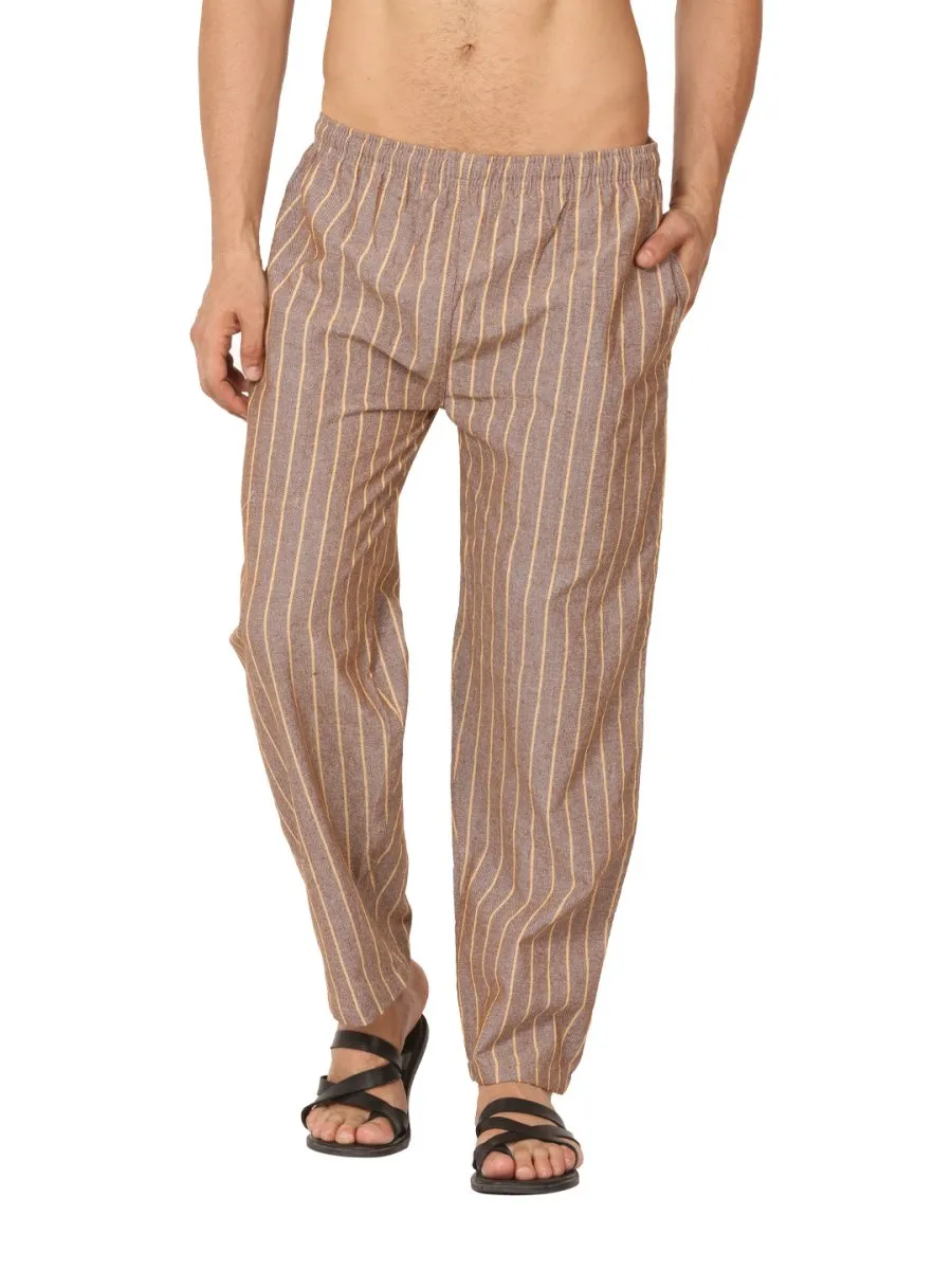 Men's Lounge Pants | Brown Stripes | Fits Waist Size 28" to 36"