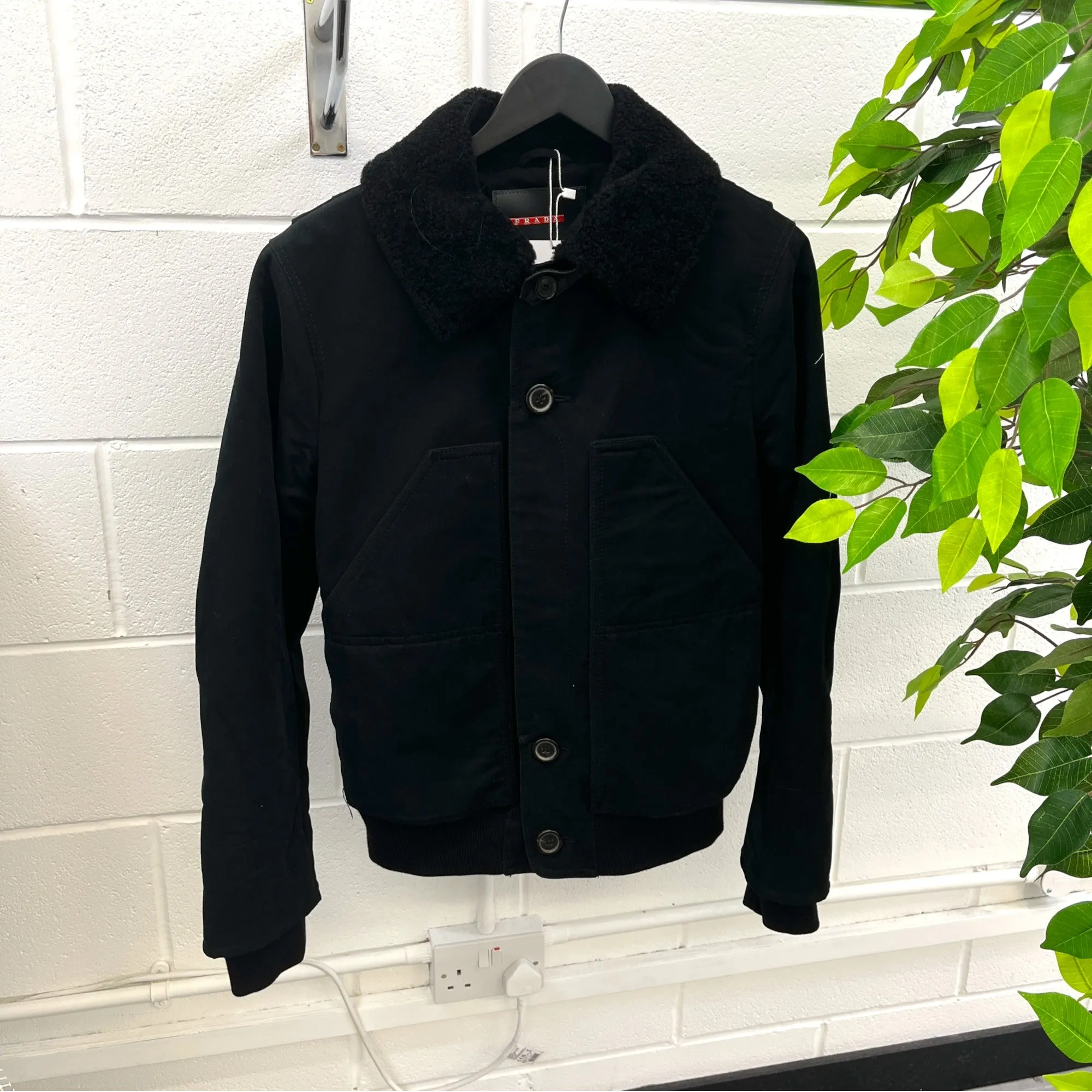 Men's Sherpa Collar Jacket Black Size IT 50 / L